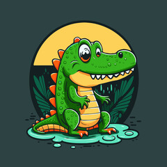 Fototapeta premium crocodile character logo mascot cartoon badge vector illustration