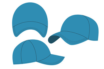 Blue cap vector illustration. Cap Mock up Stock Illustrations. Free vector caps set. Hat Mock up Vector Art