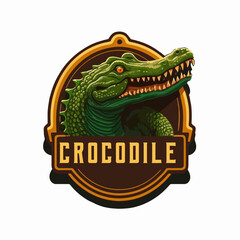 crocodile character logo mascot cartoon badge vector illustration