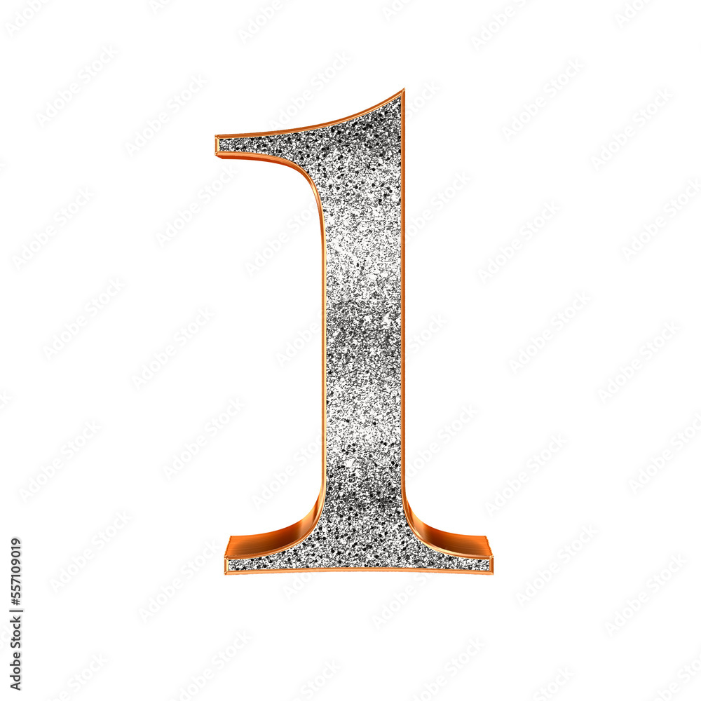 Fototapete silver 3d bling alphabet numbers. this is a part of a set which also includes uppercase and lowercas