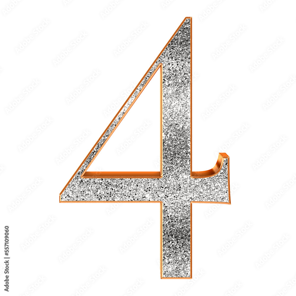 Fototapete Silver 3D bling alphabet numbers. This is a part of a set which also includes uppercase and lowercase letters, punctuation marks and symbols.