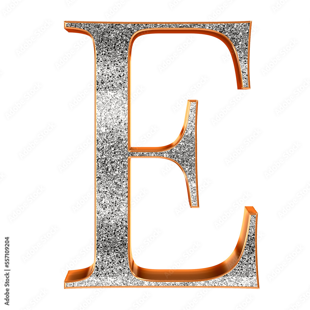 Fototapete Silver 3D bling alphabet uppercase letters. This is a part of a set which also includes lowercase letters, numbers, punctuation marks and symbols.