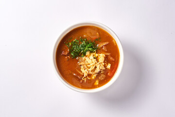 solyanka soup. on a white background