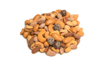  A group of almonds, pistachios, walnuts, macadamia, cashews.