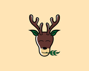 Cute deer mascot logo vector 