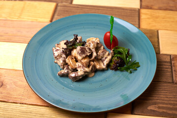 salad with meat and mushrooms