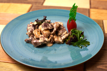 salad with meat and mushrooms