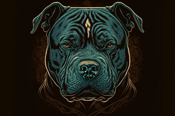 American bully illustration, a common companion dog breed in the United States. Generative AI. - obrazy, fototapety, plakaty