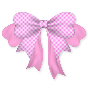 Pink Plaid Ribbon Bow