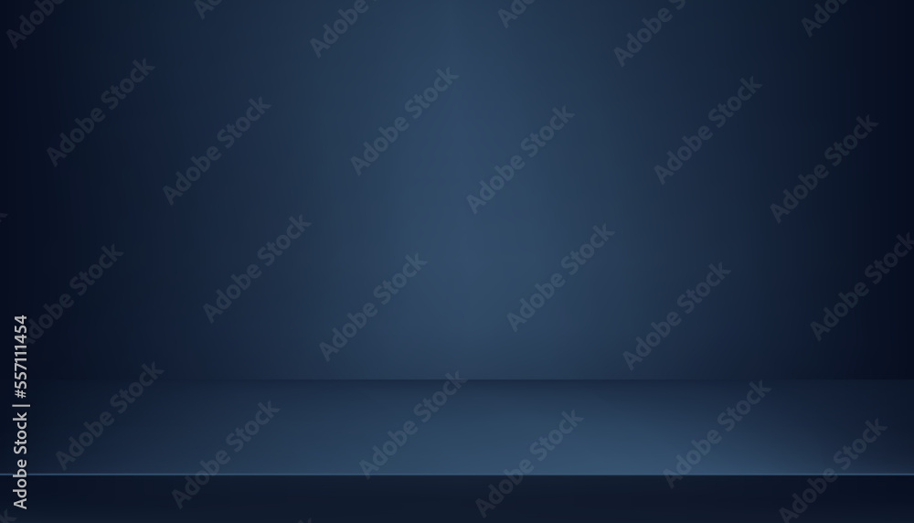 Poster Display 3d Blue Background,Empty Room Studio with shelf.Dark Navy Gallery room with copy space,Abstract minimal design for backdrop shooting for product presentation on Winter,Spring,Summer promotion