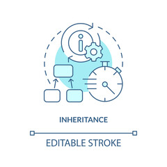 Inheritance turquoise concept icon. Object-oriented programming principle abstract idea thin line illustration. Isolated outline drawing. Editable stroke. Arial, Myriad Pro-Bold fonts used