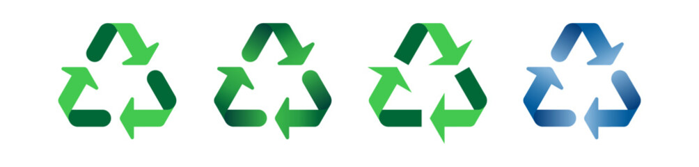 Recycle symbol vector icons. Set of recycling icons. Recycle logo symbols. Vector illustrations