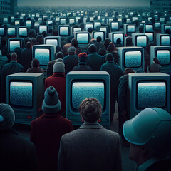 people watching TV, zombie concept. Generative Ai - obrazy, fototapety, plakaty