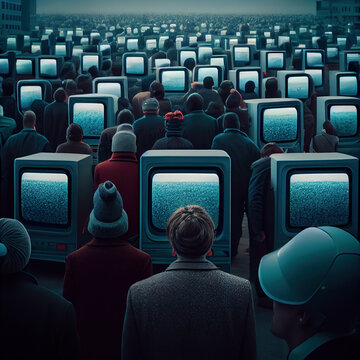 people watching TV, zombie concept. Generative Ai