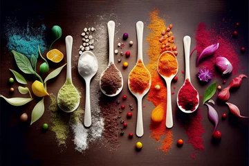 Crédence de cuisine Cuisine Vibrant Herbs and Spices for Cooking on Light Background  © Vaccarini Design