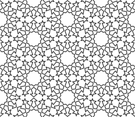 Seamless geometric ornament based on traditional islamic art. Black and white.