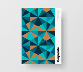 Unique corporate brochure A4 design vector template. Premium mosaic shapes flyer illustration.