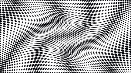 Wavy halftone dots pattern texture background. Vector illustration
