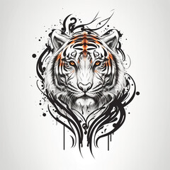 Fototapeta premium Tiger tattoo. Mammal animal idea for tattoo. Generative AI.