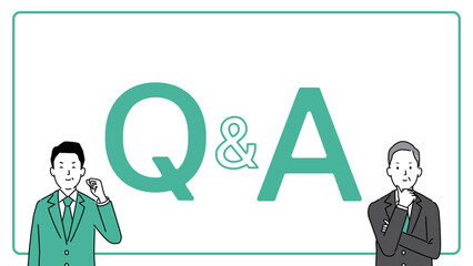 Q&Aのイメージイラスト、2人の男性、ベクター