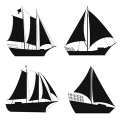 Illustration set of boat silhouette. Vector illustration.