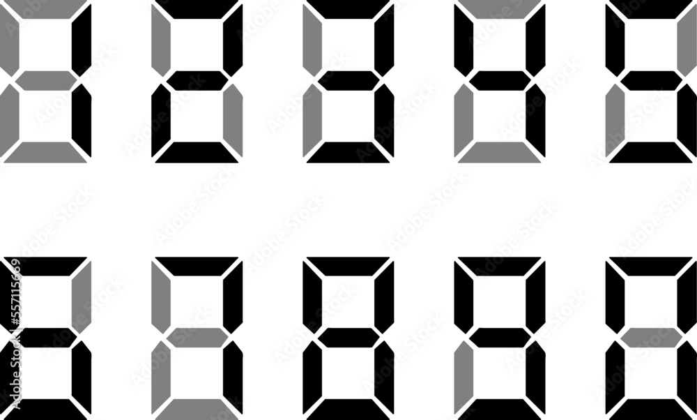 Poster digital clock number icon set illustration on white background..eps