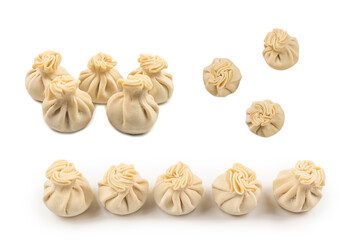 Khinkali on white background.