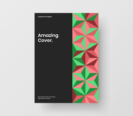 Creative journal cover vector design layout. Original geometric tiles brochure template.