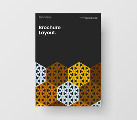 Creative mosaic hexagons company cover illustration. Premium corporate identity design vector layout.