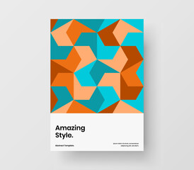 Fototapeta premium Creative geometric hexagons company identity illustration. Isolated magazine cover vector design layout.