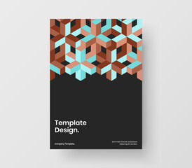 Premium brochure A4 design vector template. Bright mosaic tiles front page concept.