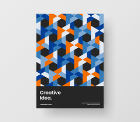 Trendy presentation A4 design vector template. Unique mosaic shapes book cover concept.