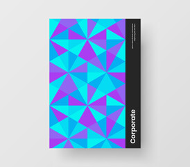 Trendy poster A4 vector design illustration. Vivid geometric shapes booklet template.