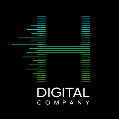 Letter H logo design vector template, fast speed technology moving, quick energy symbol. This logo is suitable for digital, techno.