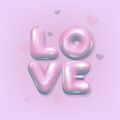 Valentine's Day. Realistic 3d vector design. Happy Valentine's Day sale poster. 3d render objects. Holiday background.