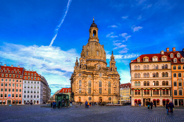 The Dresden Frauenkirche is a Lutheran church in Dresden, the capital of the German state of Saxony.