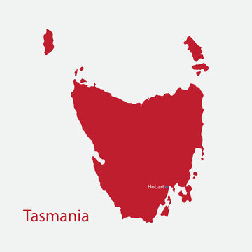Tasmania map with capital Hobart, Vector illustration.