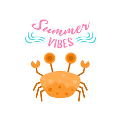 Summer label vector design illustration, collection of hand drawn summer elements, summer vibes, 