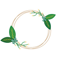 Circle monogram Leaves Frame