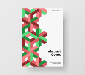 Creative catalog cover design vector illustration. Minimalistic geometric hexagons booklet layout.