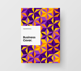 Bright mosaic tiles company cover template. Isolated pamphlet A4 vector design concept.