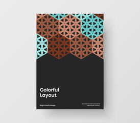 Unique mosaic pattern cover layout. Trendy brochure design vector concept.