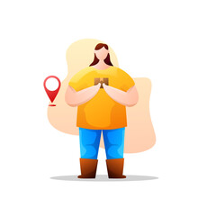 Vector Illustration Deliverywoman Colorful Graphic