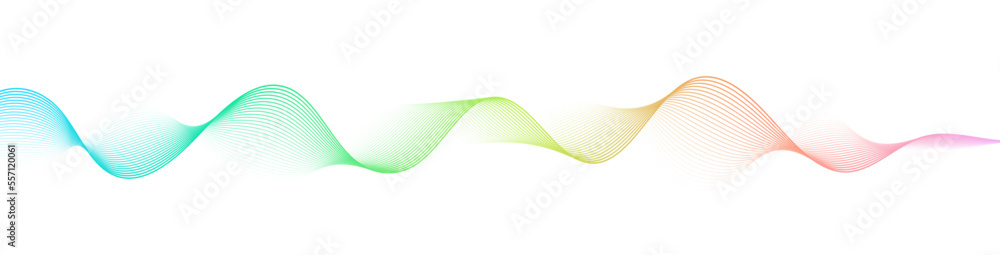 Poster abstract colorful gradient smooth wave on a white background. dynamic sound wave. design element. ve