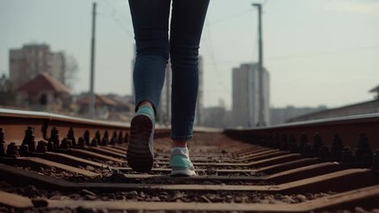  legs take leisurely stroll along railway tracks