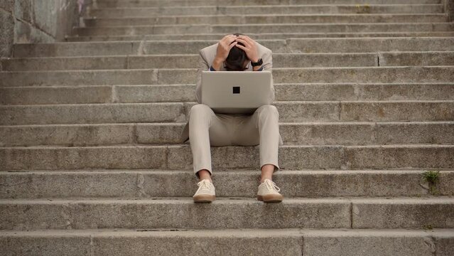 irritated unemployment businessman . burnout syndrome 