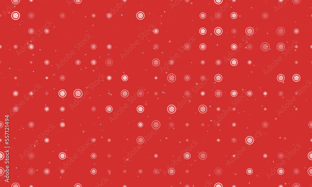 Poster seamless background pattern of evenly spaced white sushi roll symbols of different sizes and opacity