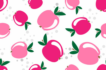 Pink girlish Apple seamless pattern. Cartoon kids Vector illustration.