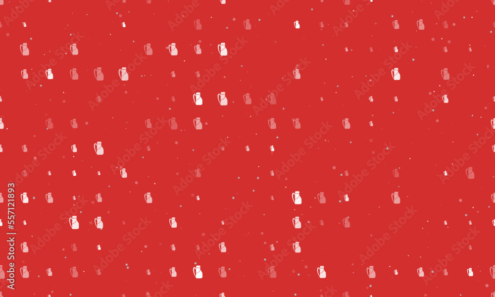 Poster seamless background pattern of evenly spaced white travel backpack symbols of different sizes and op