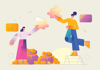 installing investment puzzle illustration